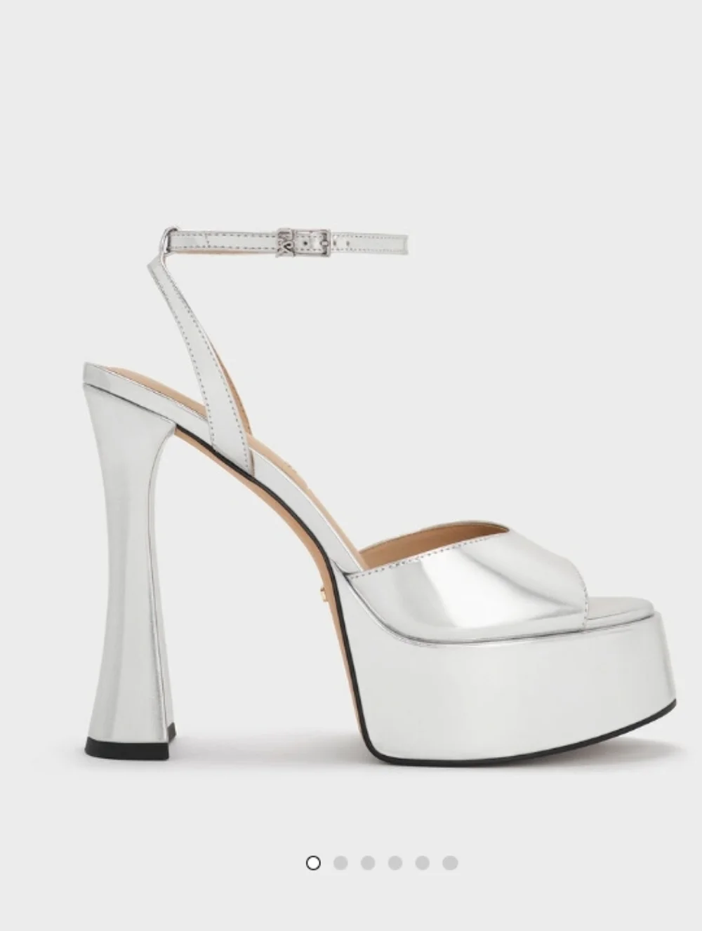 Charles & Keith Metallic Silver Platform Sandals Size 35